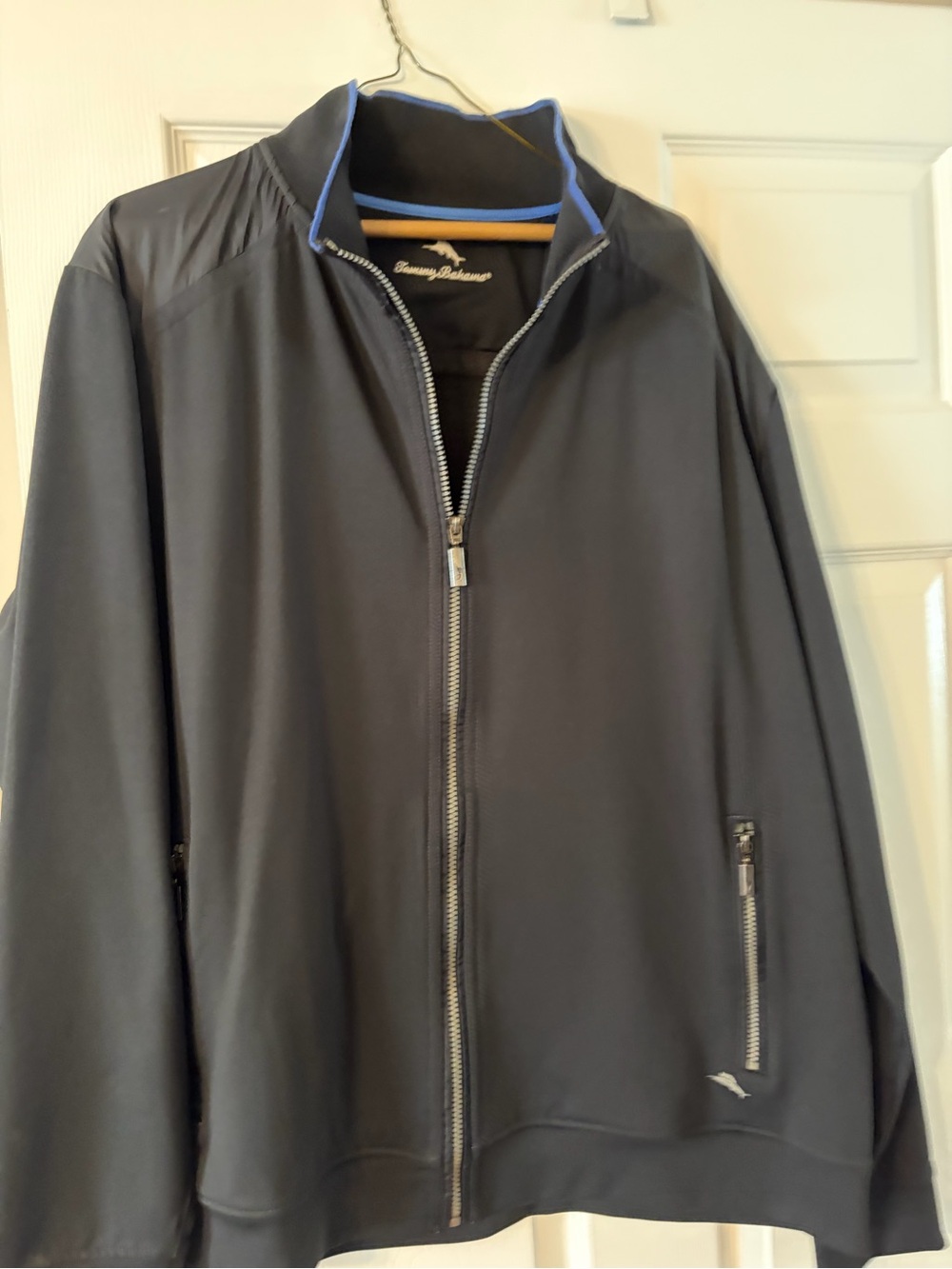 Tommy Bahama Men's Dark Gray Full-Zip Jacket with Blue Trim XXL Brand New